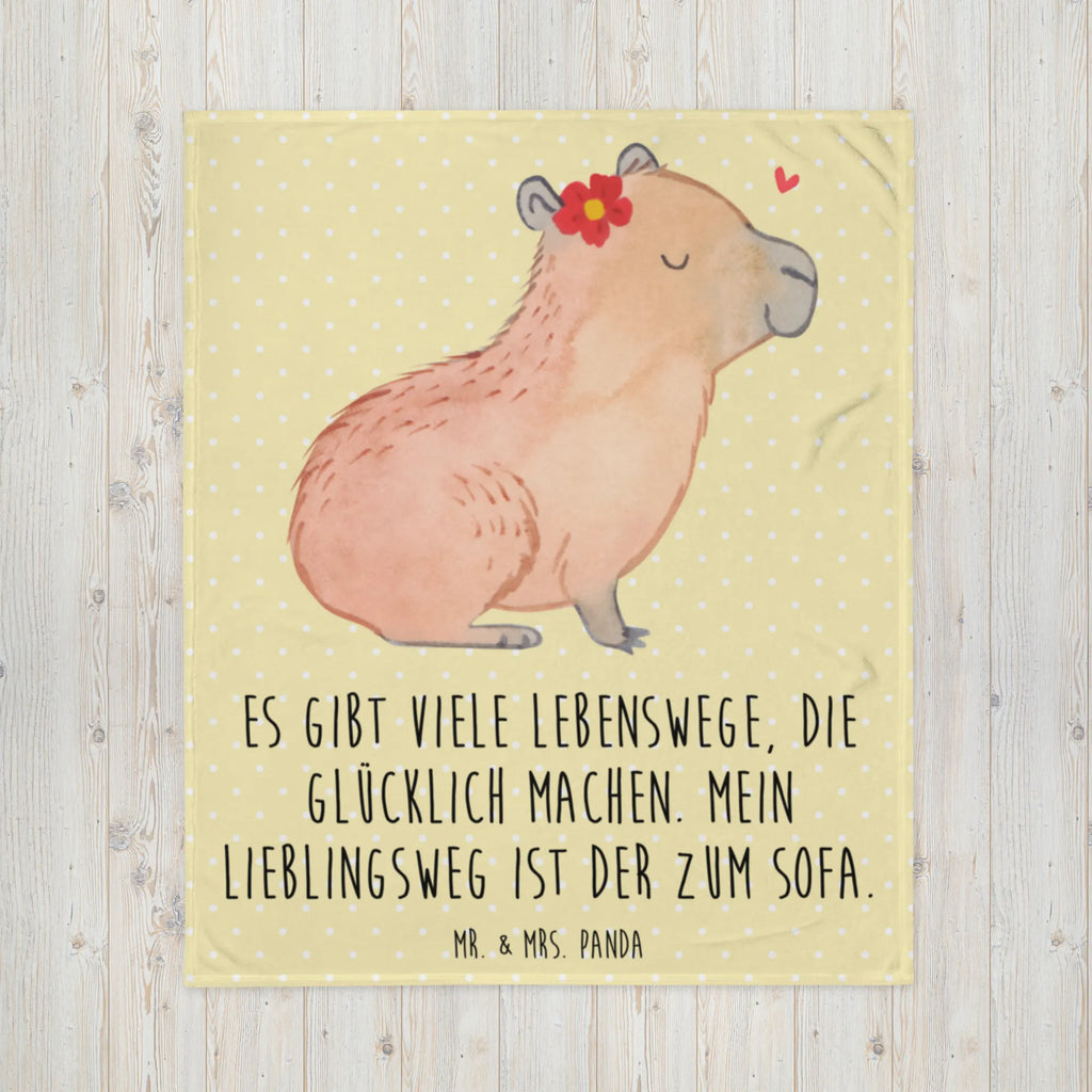 Kuscheldecke Capybara Blume Tagesdecke, Wohndecke, Wolldecke, Decke, Sofadecke, Tiermotive, Gute Laune, lustige Sprüche, Tiere, Capybara
