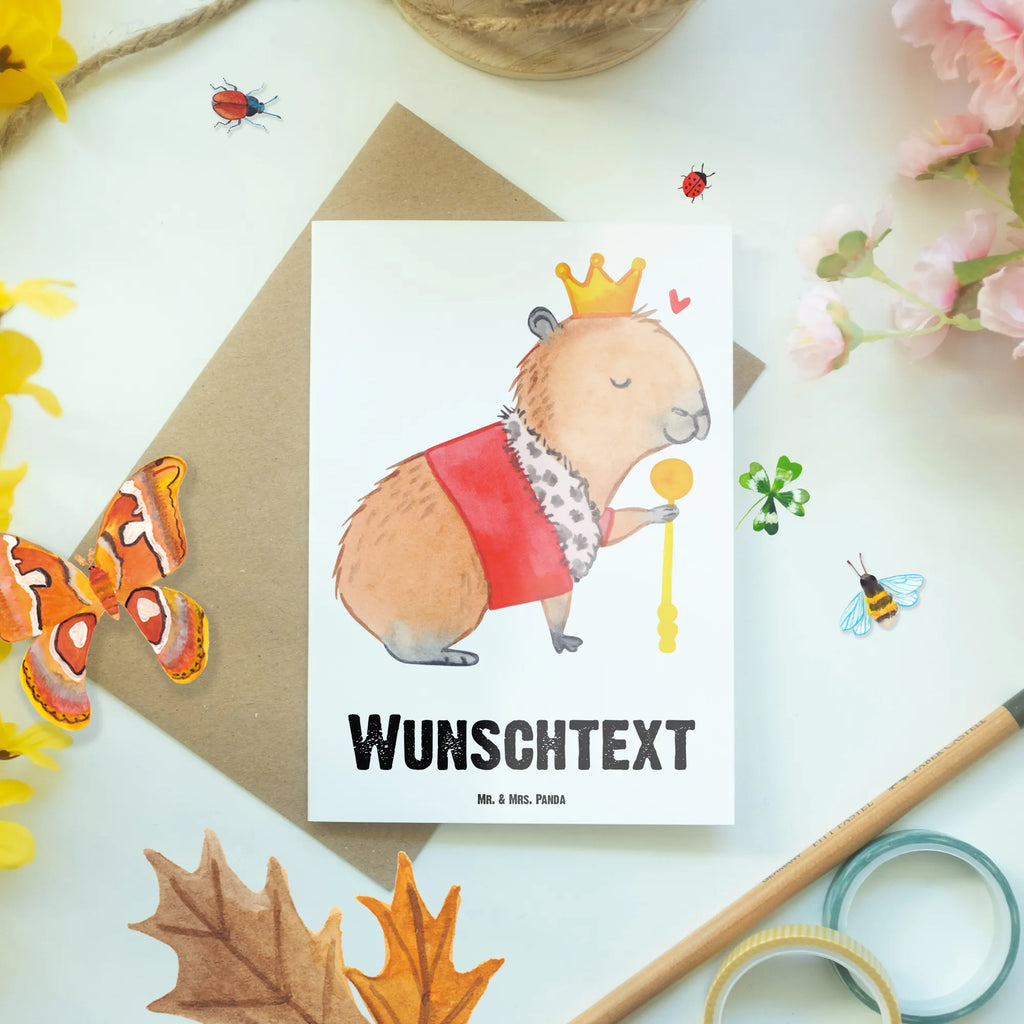 Personalised greetings card Capybara King small animals, cute, funny, cute animal motives, hand drawn, small world, funny sayings, good mood, happy, gifts, gift ideas, special gifts, animal lover, card