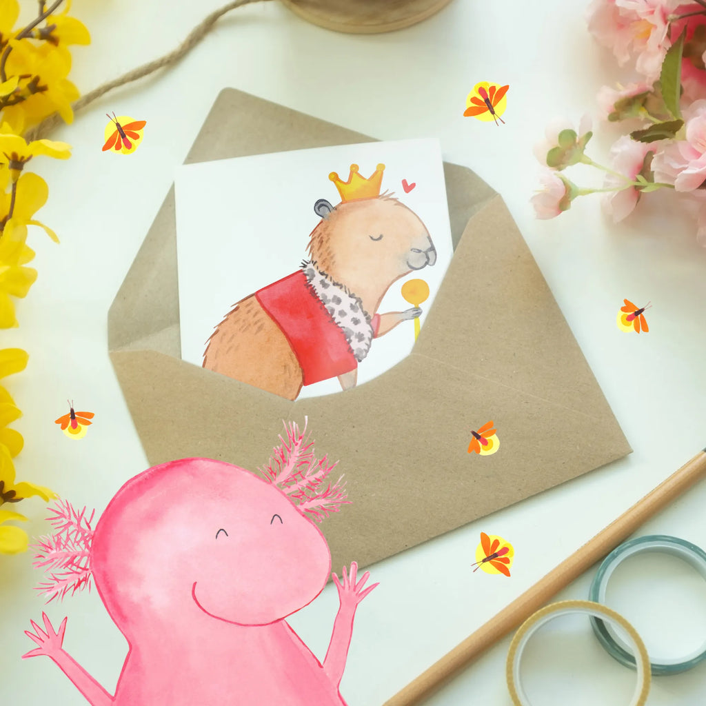 Personalised greetings card Capybara King small animals, cute, funny, cute animal motives, hand drawn, small world, funny sayings, good mood, happy, gifts, gift ideas, special gifts, animal lover, card