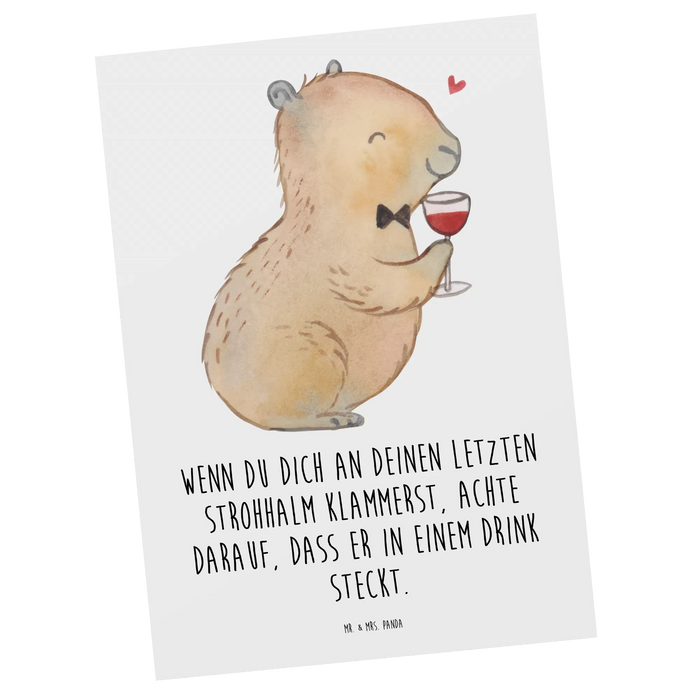 Postkarte Capybara Wein