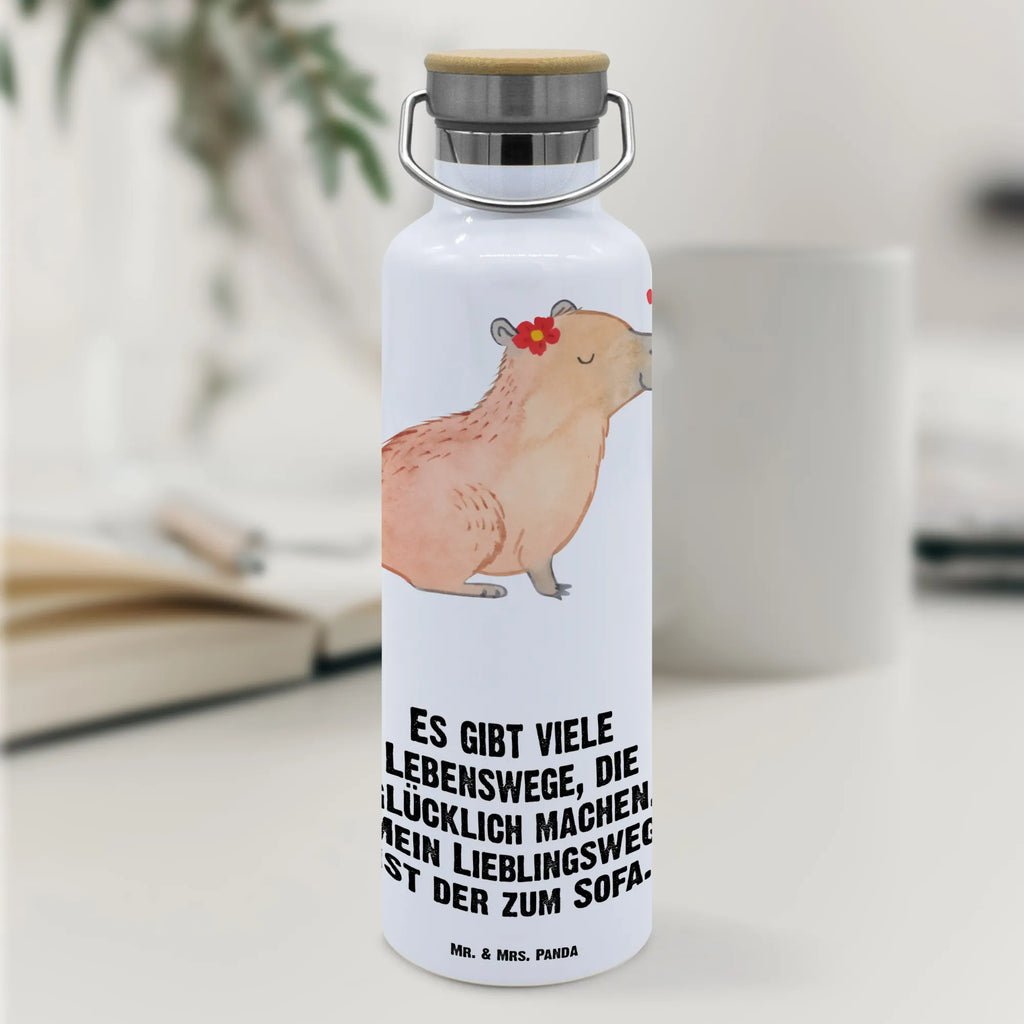 Drinks bottle Capybara flower small animals, cute, funny, cute animal motives, hand drawn, small world, funny sayings, good mood, happy, gifts, gift ideas, special gifts, animal lover, card