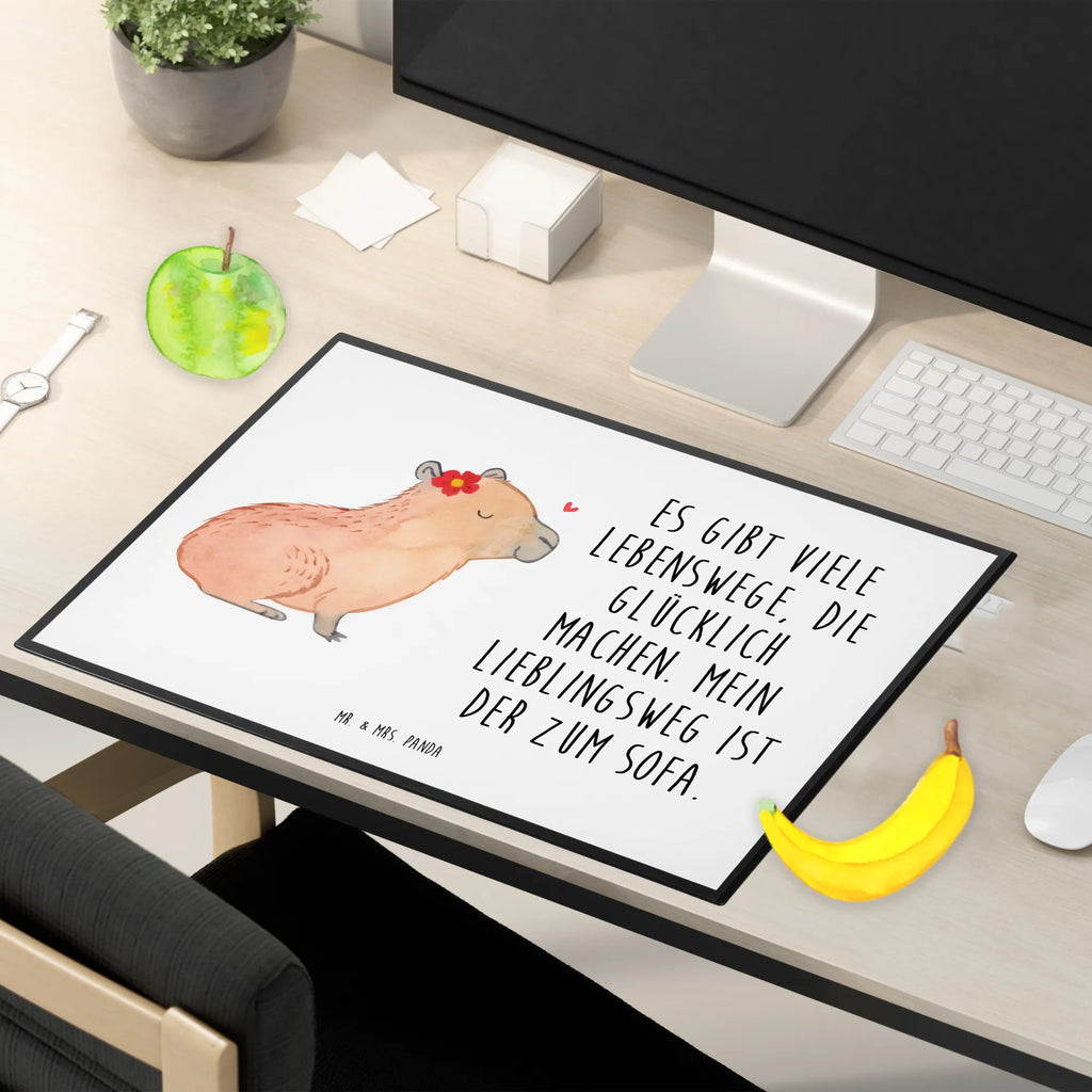 Schreibtischunterlage Capybara Blume Schreibunterlage, Schreibtischauflage, Büroartikel, Schreibtisch Unterlagen, Bürobedarf, Schreibwaren, Schreibtischunterlage Groß, Tiermotive, Gute Laune, lustige Sprüche, Tiere, Capybara