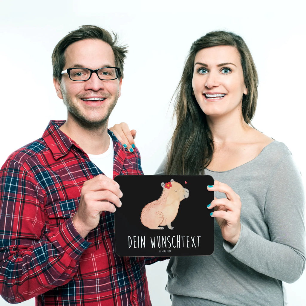 Personalised mouse mat Capybara flower small animals, cute, funny, cute animal motives, hand drawn, small world, funny sayings, good mood, happy, gifts, gift ideas, special gifts, animal lover, card