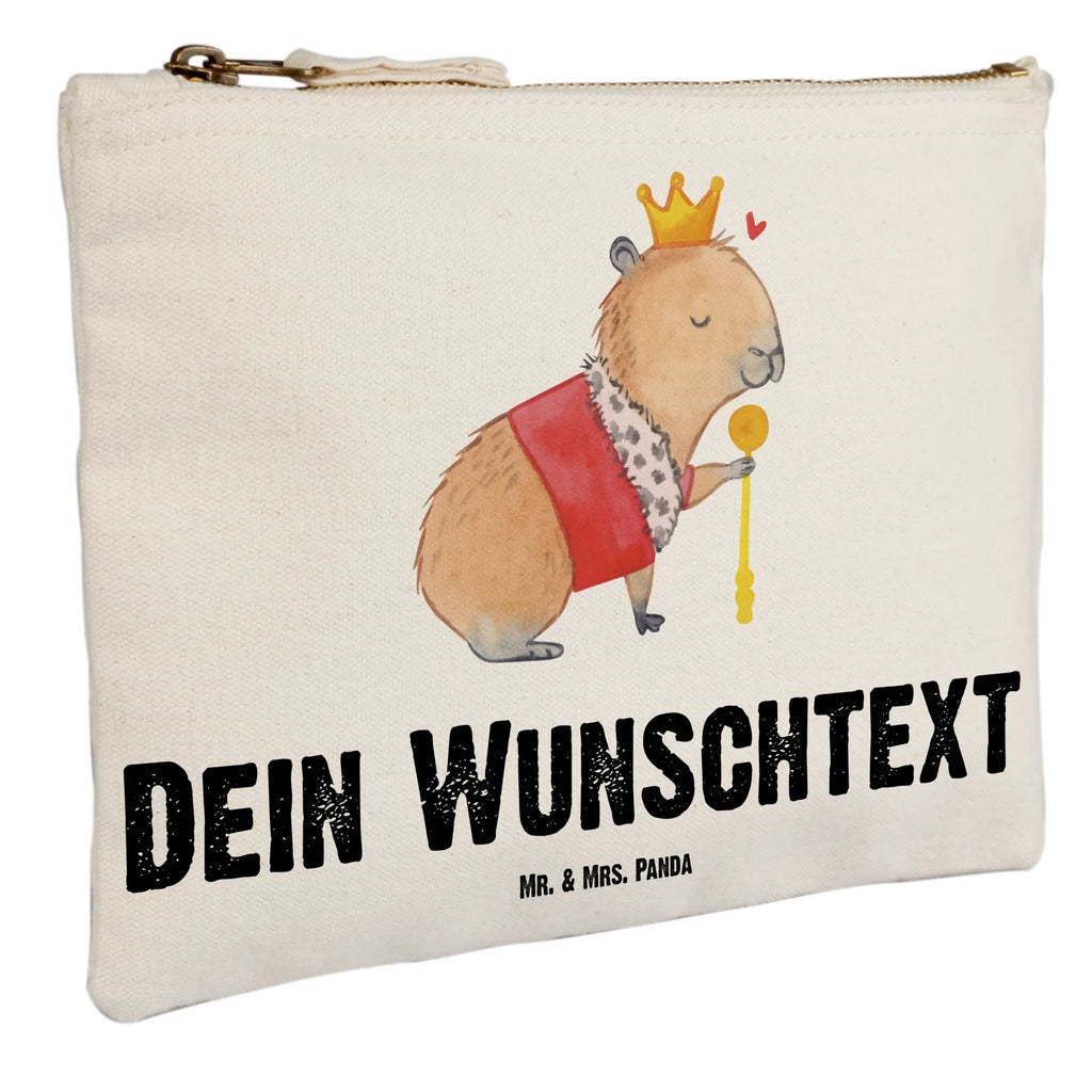 Personalised make-up bag Capybara King small animals, cute, funny, cute animal motives, hand drawn, small world, funny sayings, good mood, happy, gifts, gift ideas, special gifts, animal lover, card
