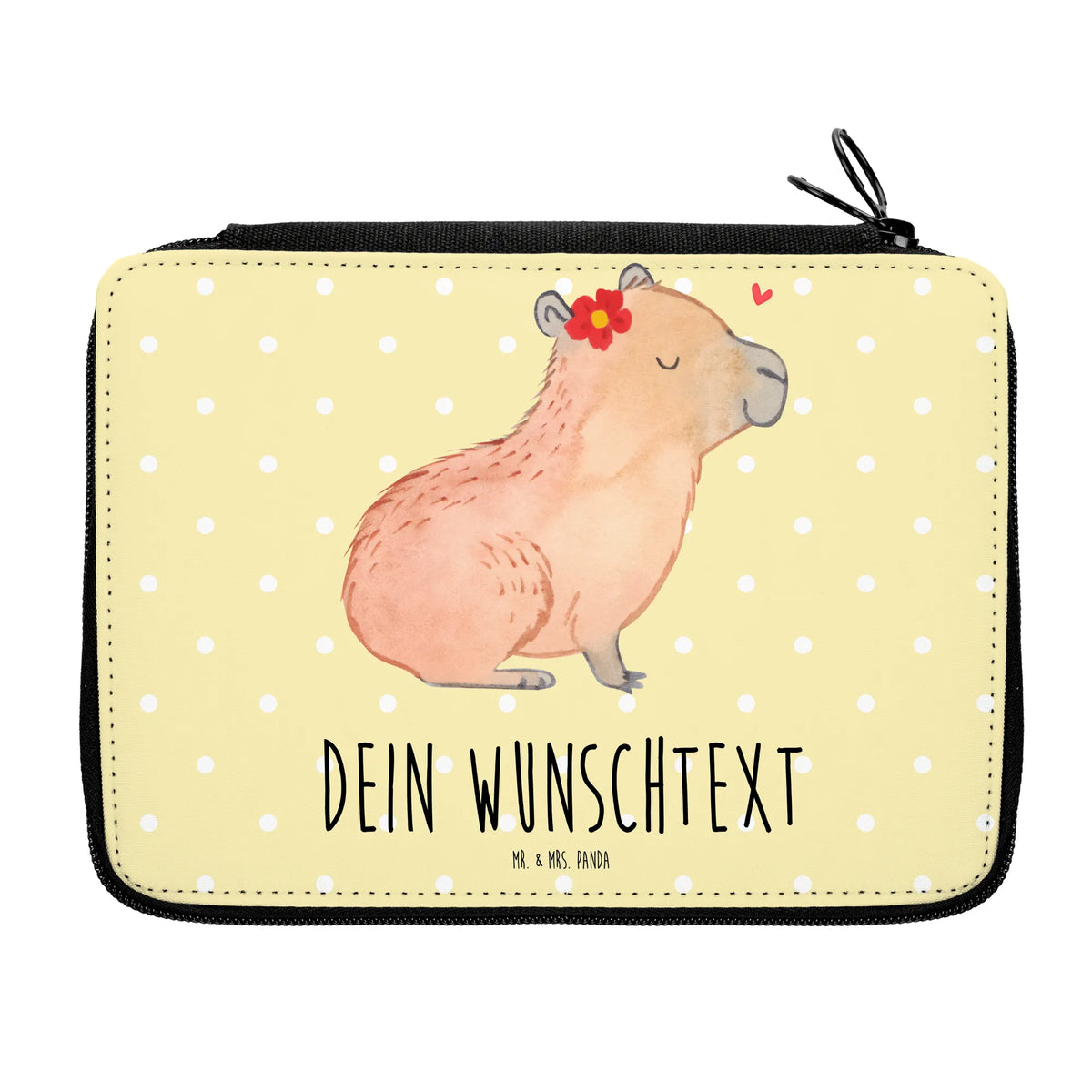 Personalised leather folder Capybara flower small animals, cute, funny, cute animal motives, hand drawn, small world, funny sayings, good mood, happy, gifts, gift ideas, special gifts, animal lover, card
