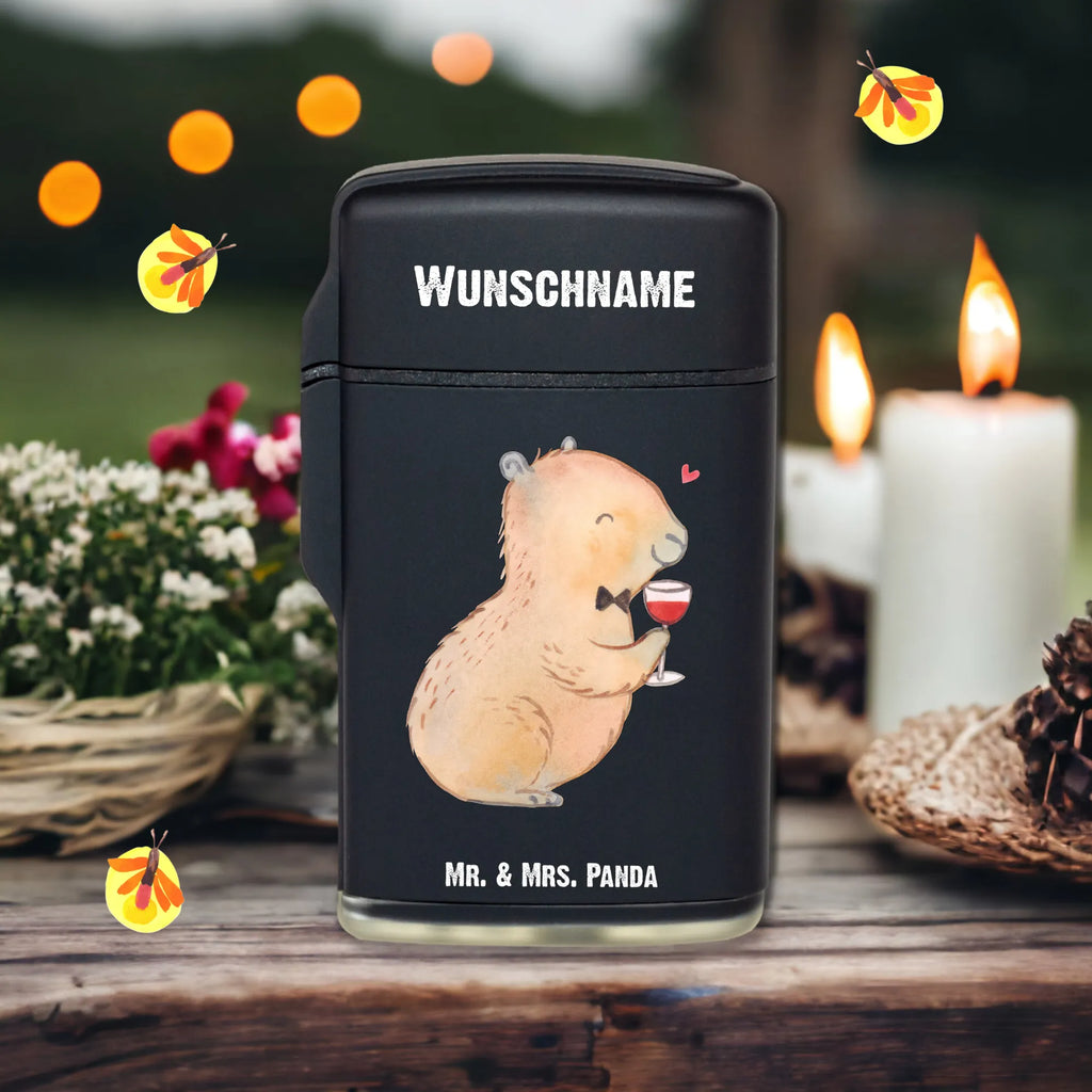 Personalised lighter Capybara wine small animals, cute, funny, cute animal motives, hand drawn, small world, funny sayings, good mood, happy, gifts, gift ideas, special gifts, animal lover, card
