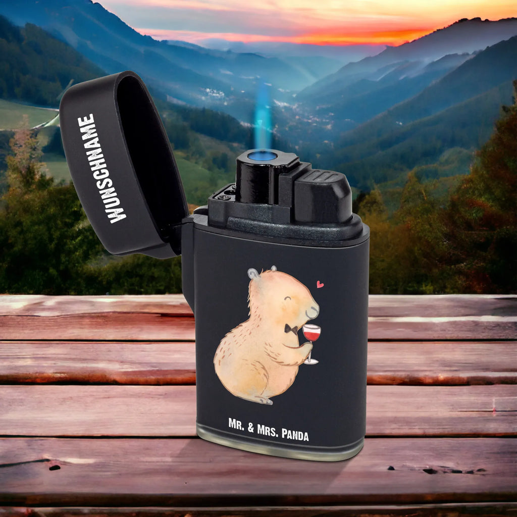 Personalised lighter Capybara wine small animals, cute, funny, cute animal motives, hand drawn, small world, funny sayings, good mood, happy, gifts, gift ideas, special gifts, animal lover, card