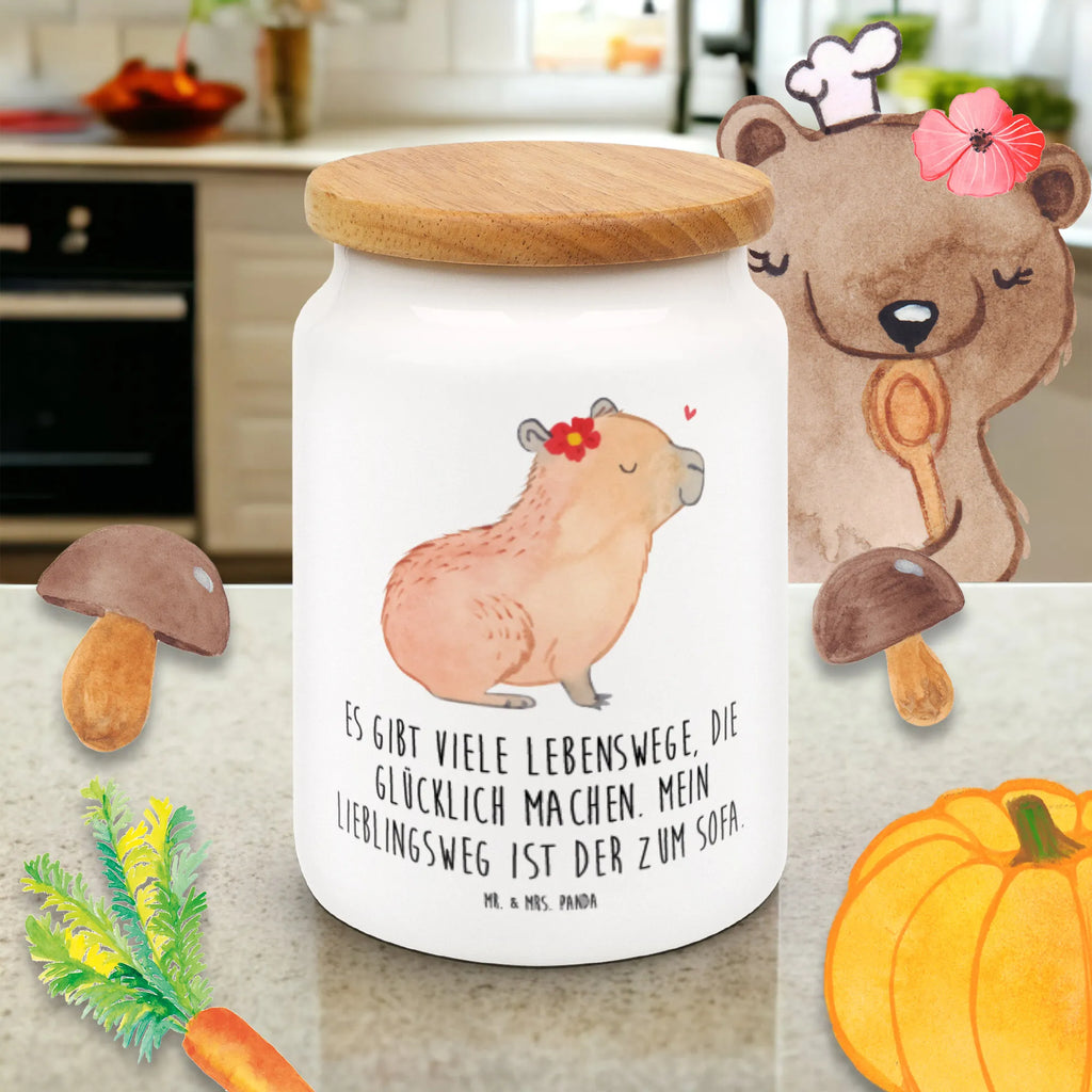 Storage jar Capybara flower treat jar, airtight container, ceramic jar, preservative jar, snack jar, canister, storage jar, cookie jar, kitchen canister, bulk food storage, pantry storage, food storage container, kitchen storage solutions, small animals, cute, funny, cute animal motives, hand drawn, small world, funny sayings, good mood, happy, gifts, gift ideas, special gifts, animal lover, card