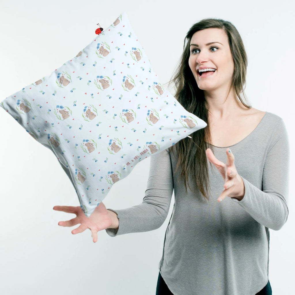 Cushion Hare flower couch, 40 x 40, fluffy, bedroom, bed, pillows, settee, sofa, pad, 40x40, pillow case, cushion, Pillow, soft, Easter, Easter bunny, first child, birth, baptism, child's birthday, dreams, hope, birthday, christening gift, rabbit, pregnancy, Bunny, child