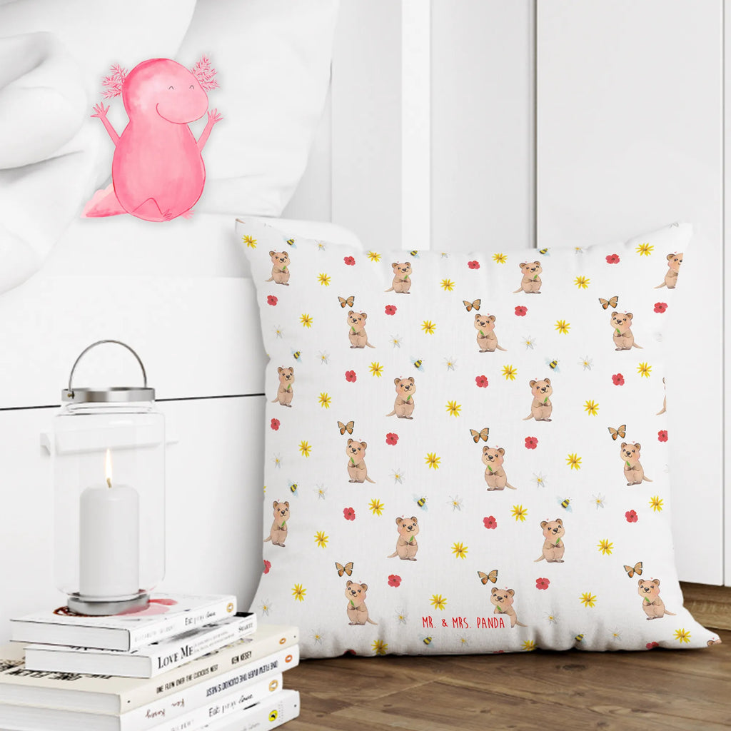 Cushion Quokka Happy 40x40, pillow case, soft, settee, bed, bedroom, fluffy, pad, cushion, couch, pillows, sofa, 40 x 40, Pillow, small animals, cute, funny, cute animal motives, hand drawn, small world, funny sayings, good mood, happy, gifts, gift ideas, special gifts, animal lover, card