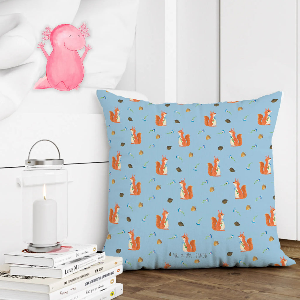 Cushion Squirrel flower bedroom, settee, couch, fluffy, cushion, pad, pillow case, 40x40, soft, sofa, Pillow, pillows, 40 x 40, bed, small animals, cute, funny, cute animal motives, hand drawn, small world, funny sayings, good mood, happy, gifts, gift ideas, special gifts, animal lover, card, fun, motivation sayings, positive saying, saying decoration, happy saying, Squirrel, squirrel, laughter, motivation pictures