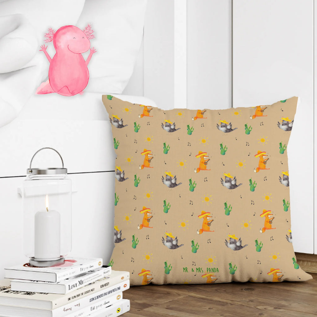 Cushion Crow sombrero cushion, 40 x 40, couch, pad, Pillow, fluffy, 40x40, bed, settee, pillow case, soft, sofa, bedroom, pillows, small animals, cute, funny, cute animal motives, hand drawn, small world, funny sayings, good mood, happy, gifts, gift ideas, special gifts, animal lover, card, Birds, Saying positive, Be happy, Happiness Saying, Raven, Motivation, Magpie, Bird