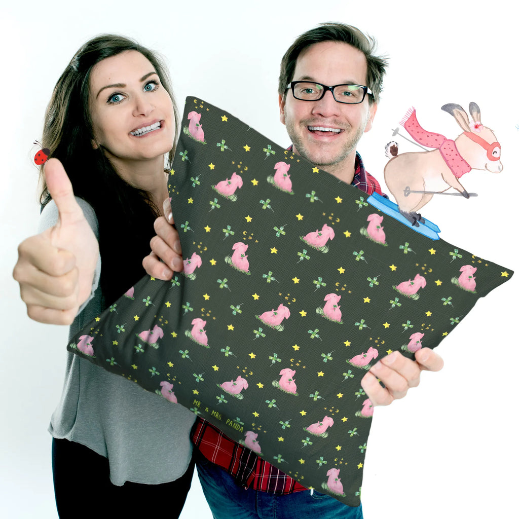 Cushion Pig Luck soft, Pillow, settee, pad, pillows, bedroom, 40x40, couch, 40 x 40, bed, pillow case, cushion, sofa, fluffy, small animals, cute, funny, cute animal motives, hand drawn, small world, funny sayings, good mood, happy, gifts, gift ideas, special gifts, animal lover, card, goals, Lucky bastard. Luck, lucky charm, stars, dreams, pig, asterisks, motivation, piglet