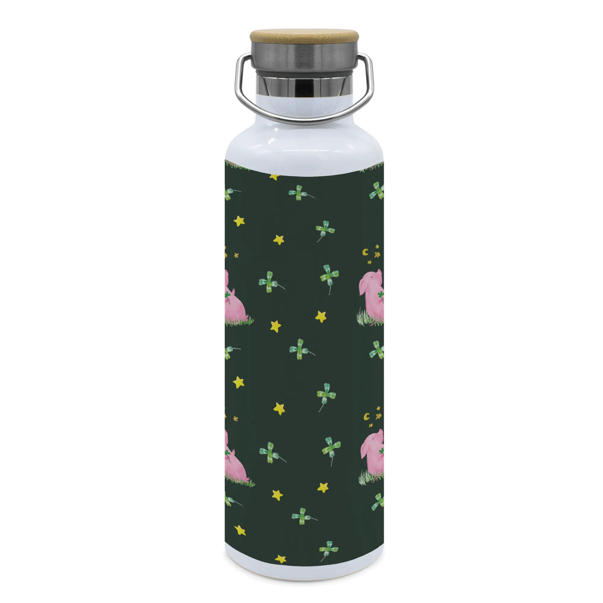 Drinks bottle Pig Luck small animals, cute, funny, cute animal motives, hand drawn, small world, funny sayings, good mood, happy, gifts, gift ideas, special gifts, animal lover, card, dreams, stars, piglet, asterisks, lucky charm, pig, motivation, Lucky bastard. Luck, goals