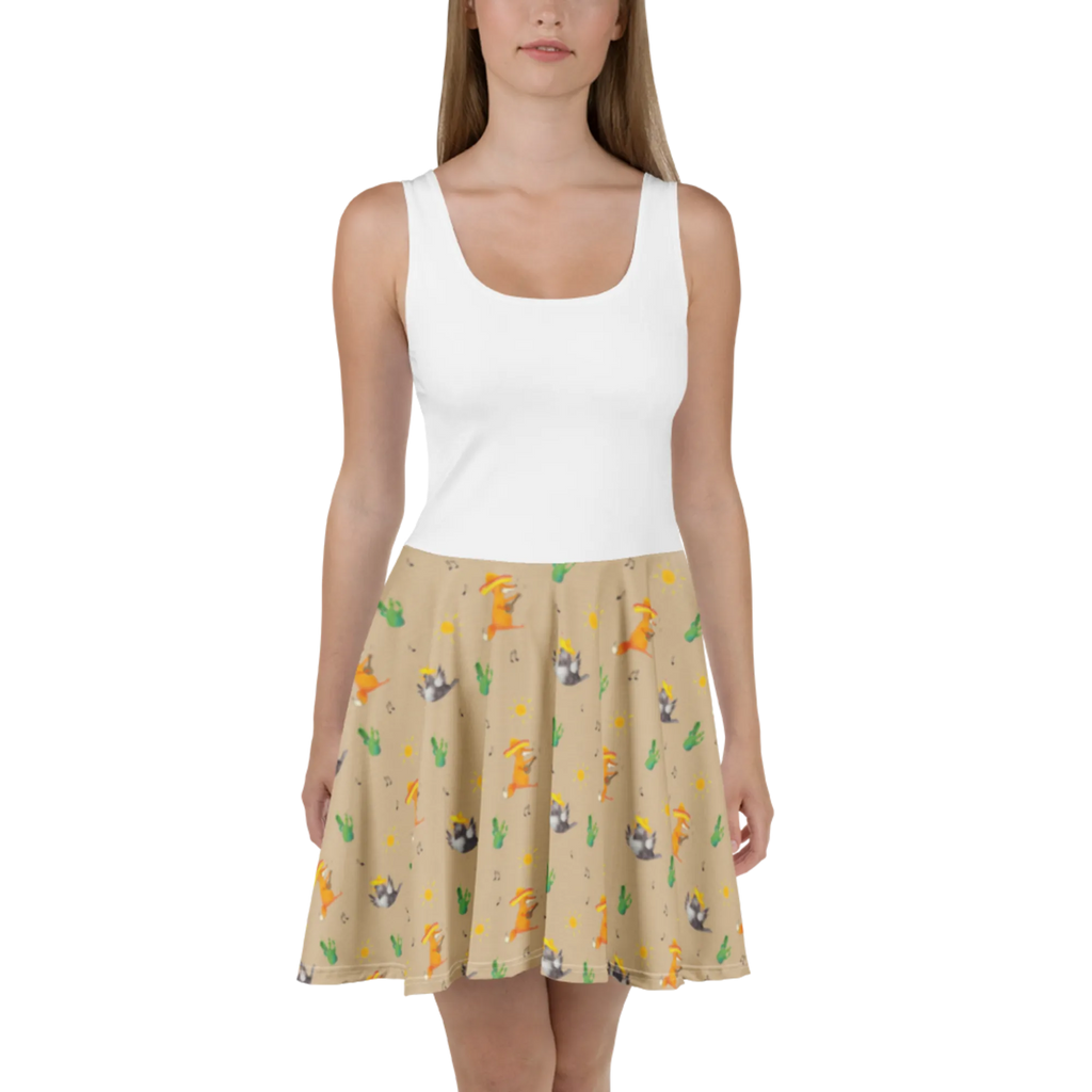 Sukienka letnia kruk Sombrero Sommerkleid, Skaterkleid, Kleid, Tiere, Tiermotive, Lustige Sprüche, Gute Laune, Fröhlich sein, Elster, Glück Spruch, Spruch Positiv, Motivation, Vogel, Froh, Vögel, glücklich sein, Rabe