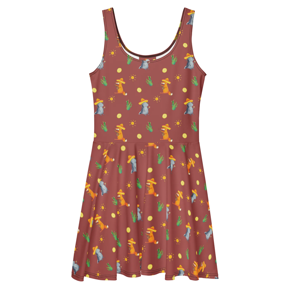 Sommerkleid Axolotl Tequila Muster Kleid, Sommerkleid, Skaterkleid, Axolotl, Molch, Lurche, Feuerdrache, Sombrero, Axolot, Mexiko, Spruch, Tequila, Motivation, Schwanzlurch, Feuersalamander, Zitrone, Mexico, Lurch