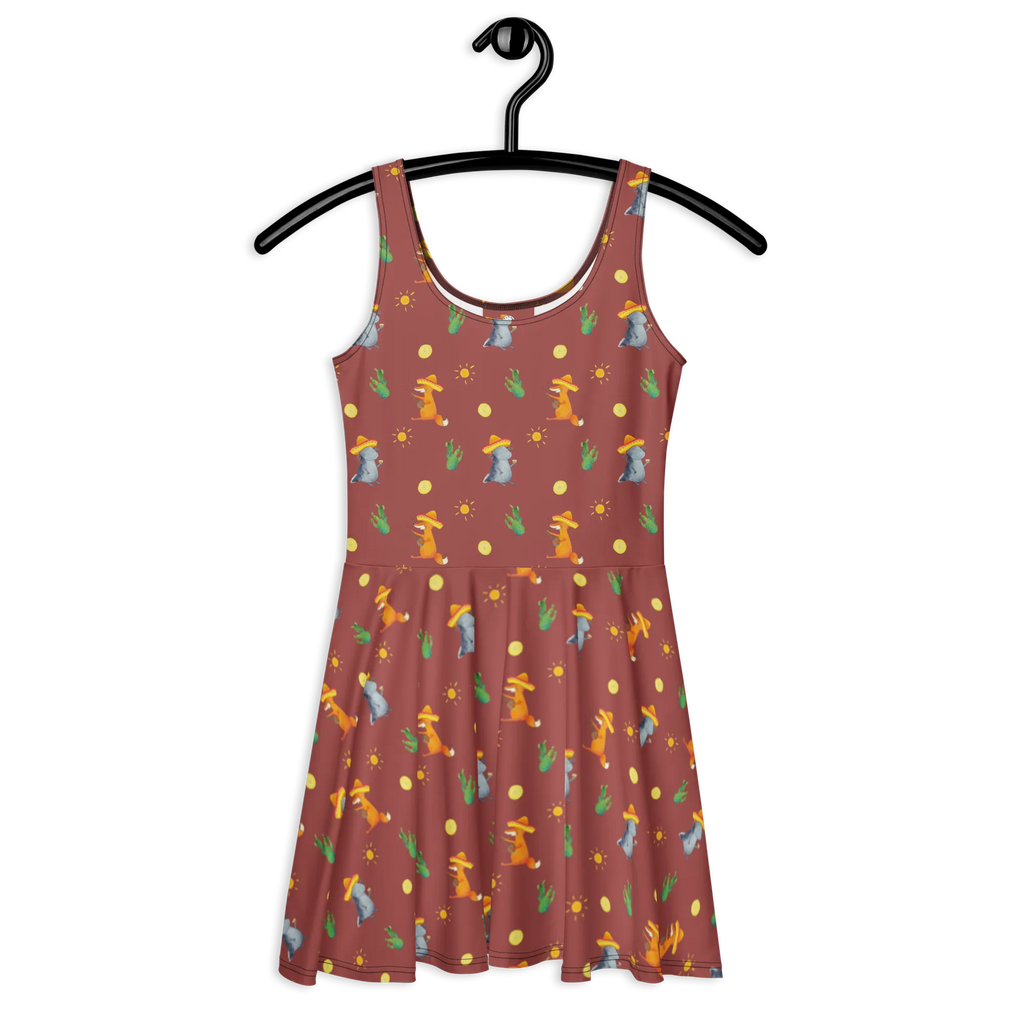 Sommerkleid Axolotl Tequila Muster Kleid, Sommerkleid, Skaterkleid, Axolotl, Molch, Lurche, Feuerdrache, Sombrero, Axolot, Mexiko, Spruch, Tequila, Motivation, Schwanzlurch, Feuersalamander, Zitrone, Mexico, Lurch