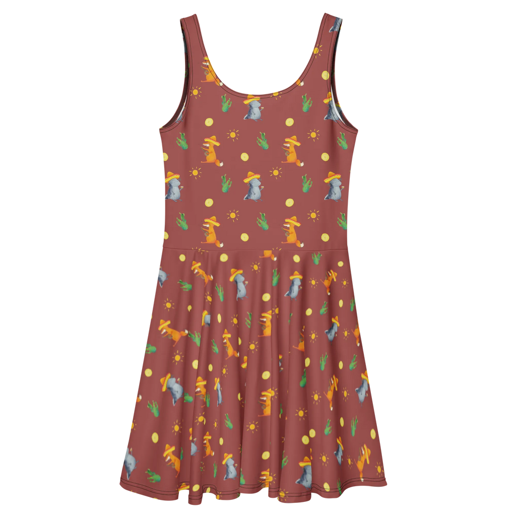 Sommerkleid Axolotl Tequila Muster Kleid, Sommerkleid, Skaterkleid, Axolotl, Molch, Lurche, Feuerdrache, Sombrero, Axolot, Mexiko, Spruch, Tequila, Motivation, Schwanzlurch, Feuersalamander, Zitrone, Mexico, Lurch