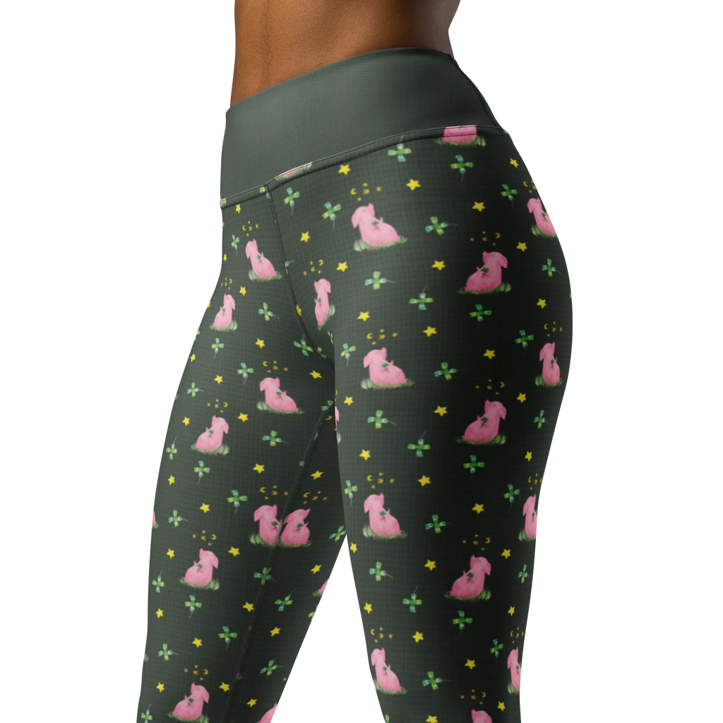 Yoga Pants Pig Luck small animals, cute, funny, cute animal motives, hand drawn, small world, funny sayings, good mood, happy, gifts, gift ideas, special gifts, animal lover, card, Lucky bastard. Luck, piglet, stars, asterisks, dreams, goals, motivation, lucky charm, pig