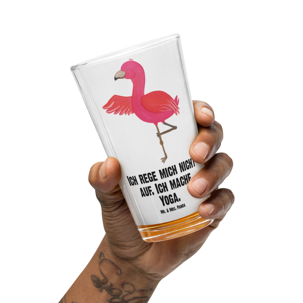 Premium Trinkglas Flamingo Yoga Trinkglas, Glas, Pint Glas, Bierglas, Cocktail Glas, Wasserglas, Flamingo, Vogel, Yoga, Namaste, Achtsamkeit, Yoga-Übung, Entspannung, Ärger, Aufregen, Tiefenentspannung