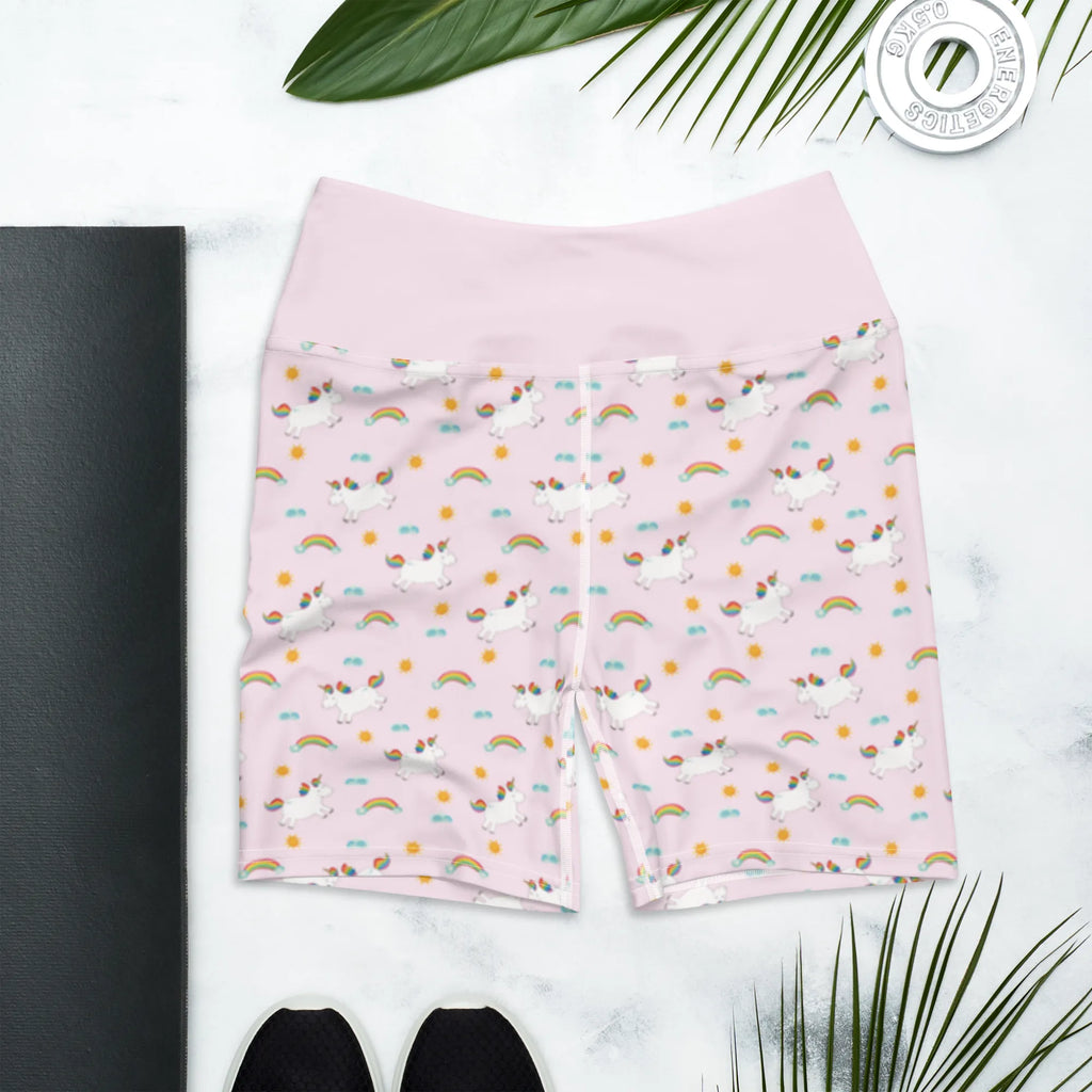 Yoga Shorts unicorn happy unicorn, unicorns, joy, happy, fun, cheerful, joy of life, funny