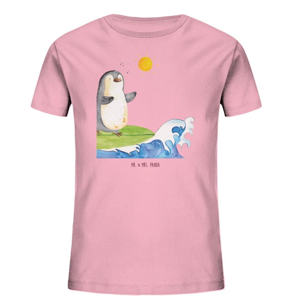 Organiczna koszulka dziecięca Pingwin surfista Kinder T-Shirt Mädchen, Kinder T-Shirt Jungen, Kinder T-Shirt, Pinguin, Hawaii, Urlaub, Wellen Reiten, Pinguine, Portugal, Surfen, Surfer, Wellen