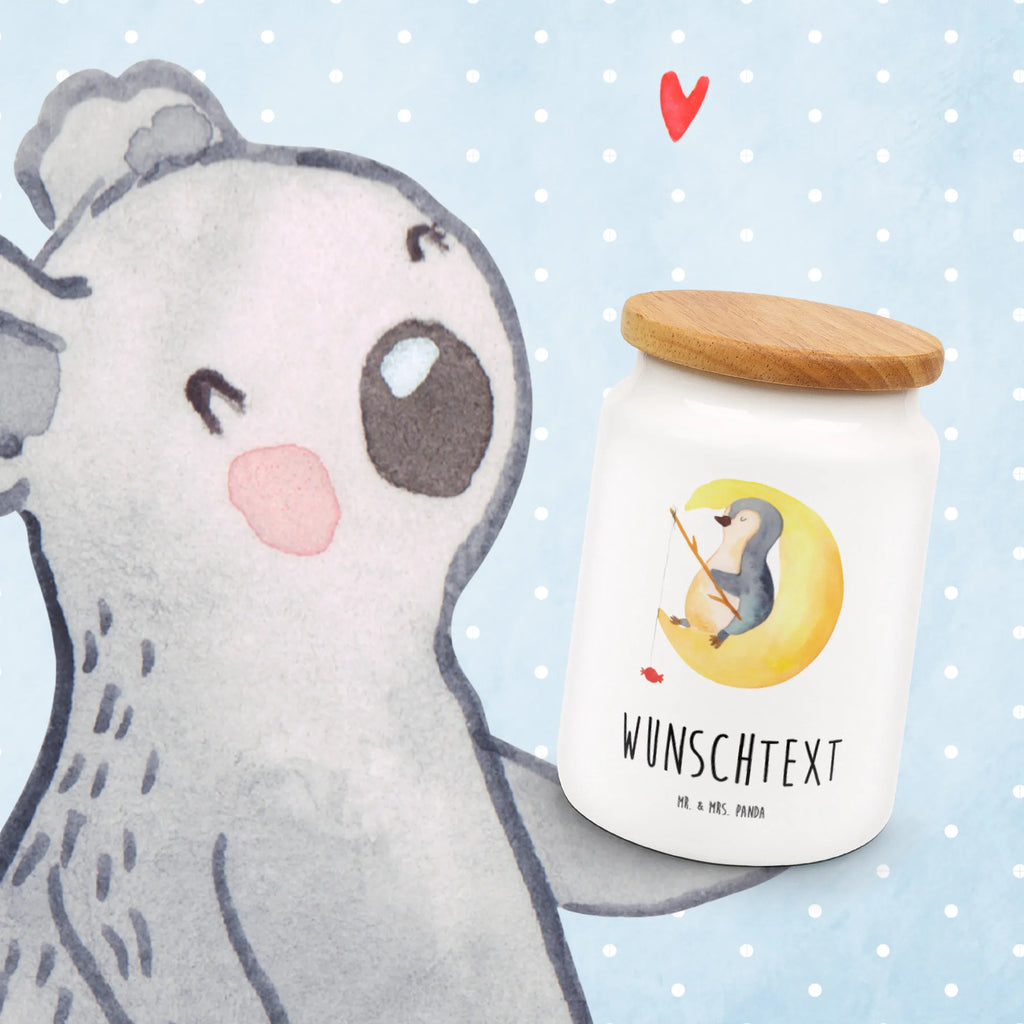 Personalized Storage Jar Penguin moon monogrammed food storage, custom pantry container, engraved kitchen jar, personalized storage container, personalized cookie jar, personalized canister, personalized ceramic jar, personalized treat jar, personalized cookie tin, personalized storage jar, custom treat canister, Penguin, North Pole, Winter, Penguins, bedroom, guest room, night's rest, penguins, sleep, saying, falling asleep, insomnia
