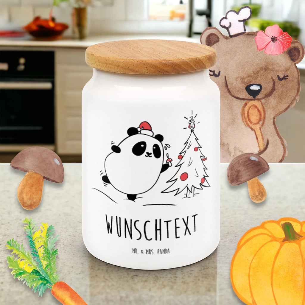 Personalized Storage Jar Panda Christmas Time personalized canister, personalized cookie tin, personalized ceramic jar, custom pantry container, personalized cookie jar, custom treat canister, personalized treat jar, monogrammed food storage, personalized storage jar, personalized storage container, engraved kitchen jar
