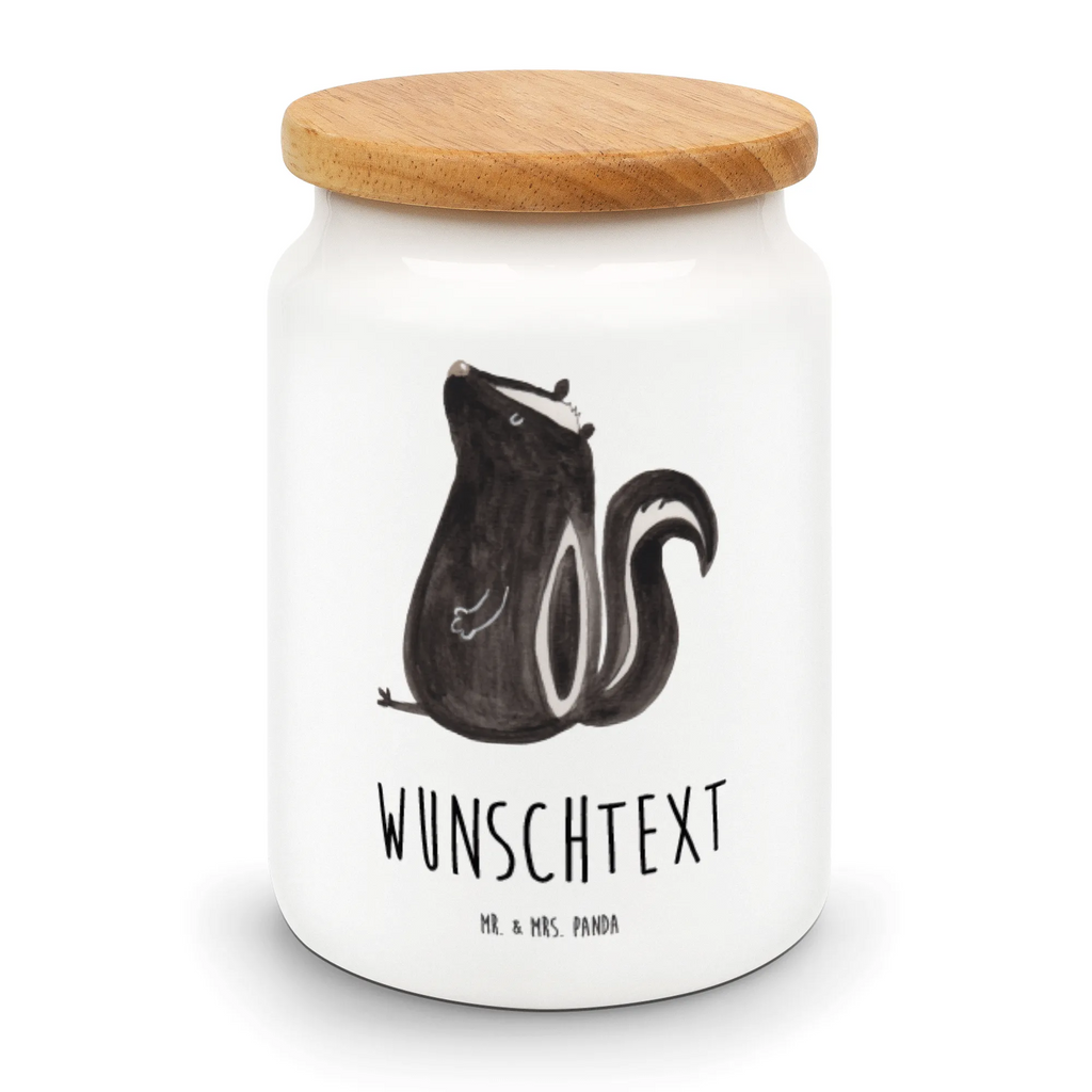 Spersonalizowany pojemnik na zapasy skunks siedzenie Stinktier, Skunk