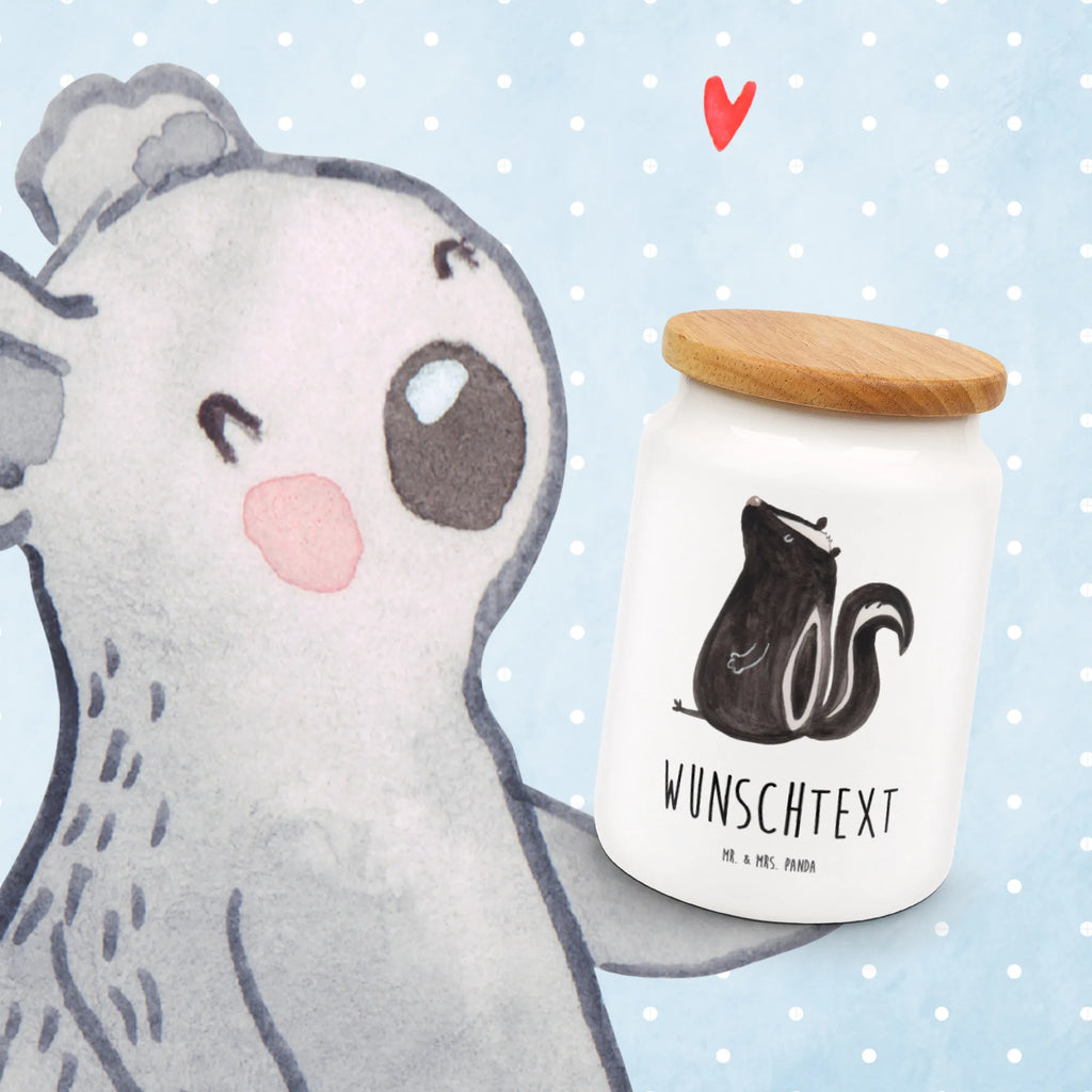 Spersonalizowany pojemnik na zapasy skunks siedzenie Stinktier, Skunk