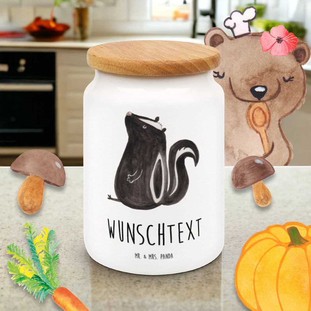 Spersonalizowany pojemnik na zapasy skunks siedzenie Stinktier, Skunk