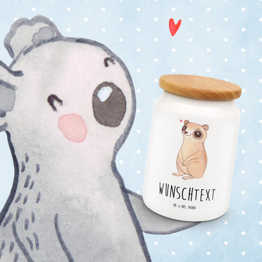 Personalized Storage Jar Slow loris Happy personalized cookie tin, personalized cookie jar, personalized ceramic jar, custom pantry container, personalized storage jar, personalized canister, custom treat canister, personalized storage container, personalized treat jar, monogrammed food storage, engraved kitchen jar, small animals, cute, funny, cute animal motives, hand drawn, small world, funny sayings, good mood, happy, gifts, gift ideas, special gifts, animal lover, card