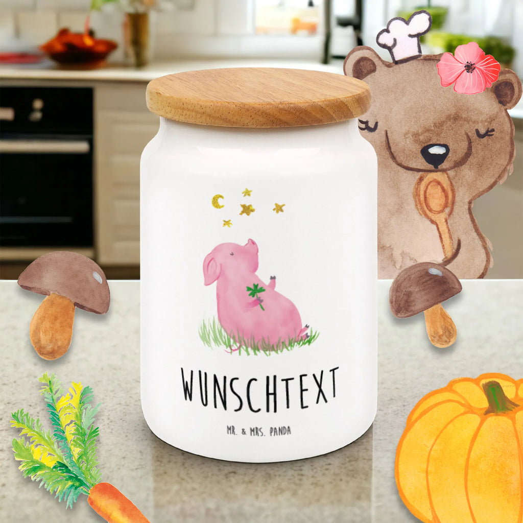 Personalized Storage Jar Pig Luck personalized ceramic jar, monogrammed food storage, custom treat canister, personalized cookie jar, personalized cookie tin, personalized canister, personalized treat jar, custom pantry container, engraved kitchen jar, personalized storage container, personalized storage jar, small animals, cute, funny, cute animal motives, hand drawn, small world, funny sayings, good mood, happy, gifts, gift ideas, special gifts, animal lover, card, dreams, pig, lucky charm, piglet, stars, goals, motivation, asterisks, Lucky bastard. Luck