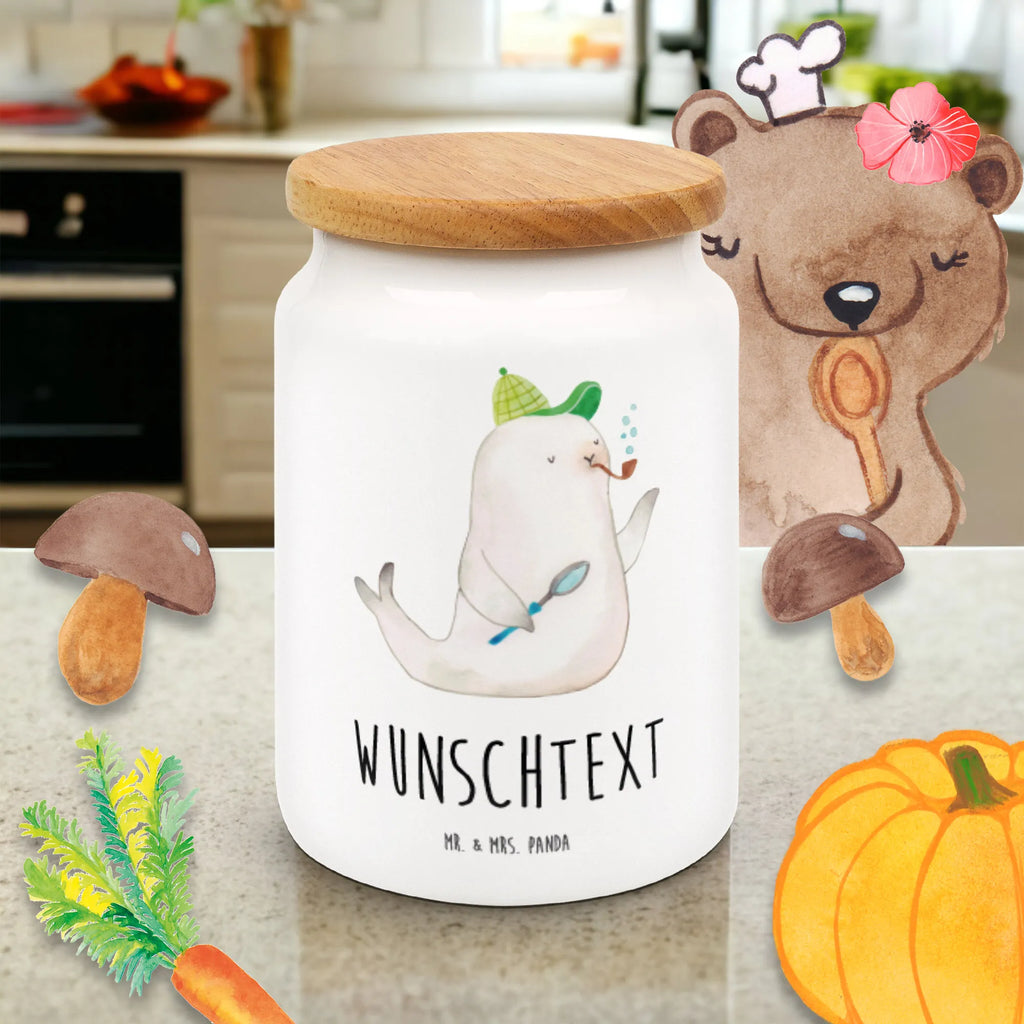 Personalized Storage Jar seal sherlock personalized storage container, personalized cookie tin, personalized ceramic jar, personalized canister, custom pantry container, personalized cookie jar, personalized treat jar, custom treat canister, engraved kitchen jar, personalized storage jar, monogrammed food storage, small animals, cute, funny, cute animal motives, hand drawn, small world, funny sayings, good mood, happy, gifts, gift ideas, special gifts, animal lover, card