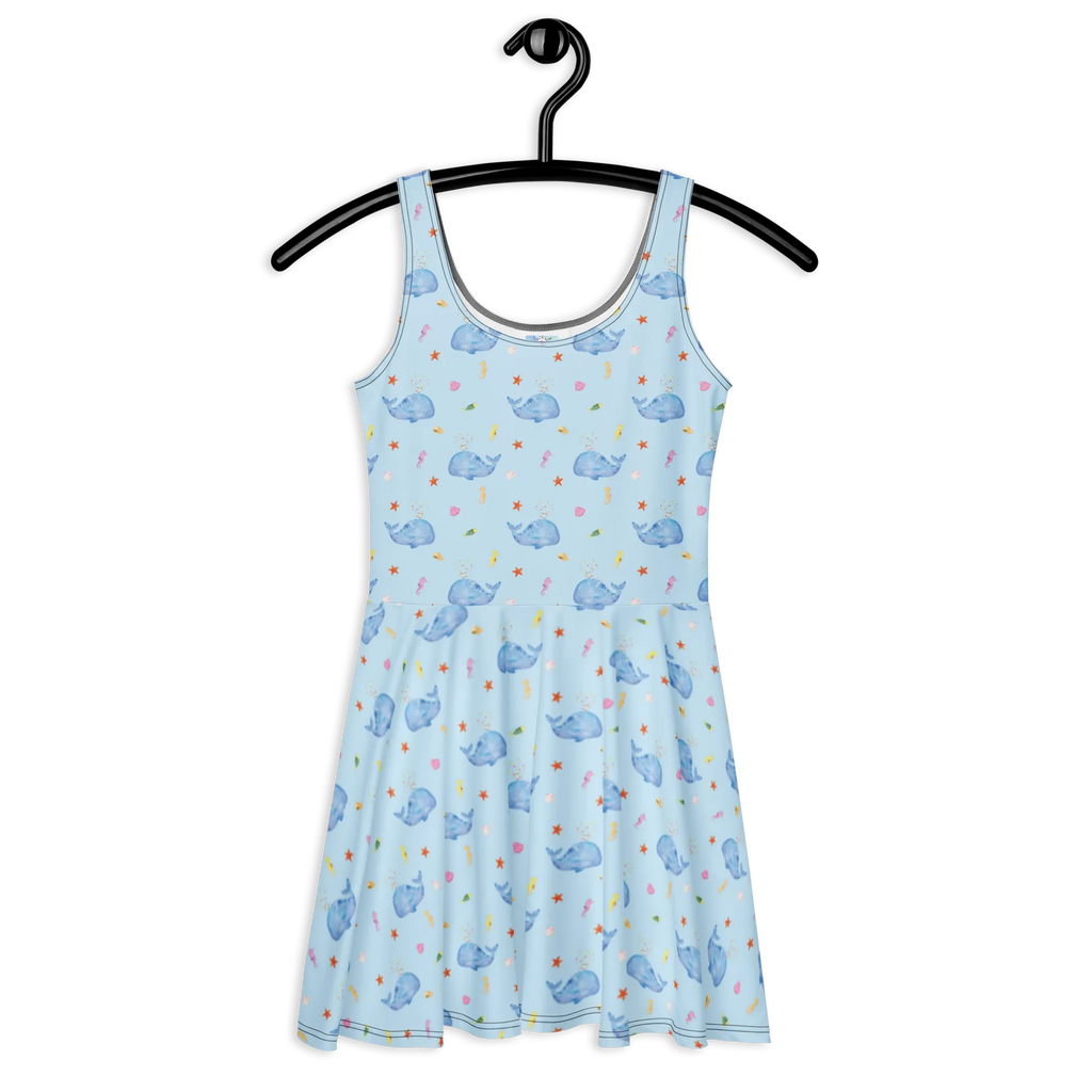 Sommerkleid Wal Konfetti Muster Sommerkleid, Kleid, Skaterkleid, Meerestiere, Urlaub, Meer, Konfetti, Diät, Motivation, Geburtstag, Neustart, Trennung, Lebensabschnitt, Wal, Neuanfang, Abnehmen, Wale
