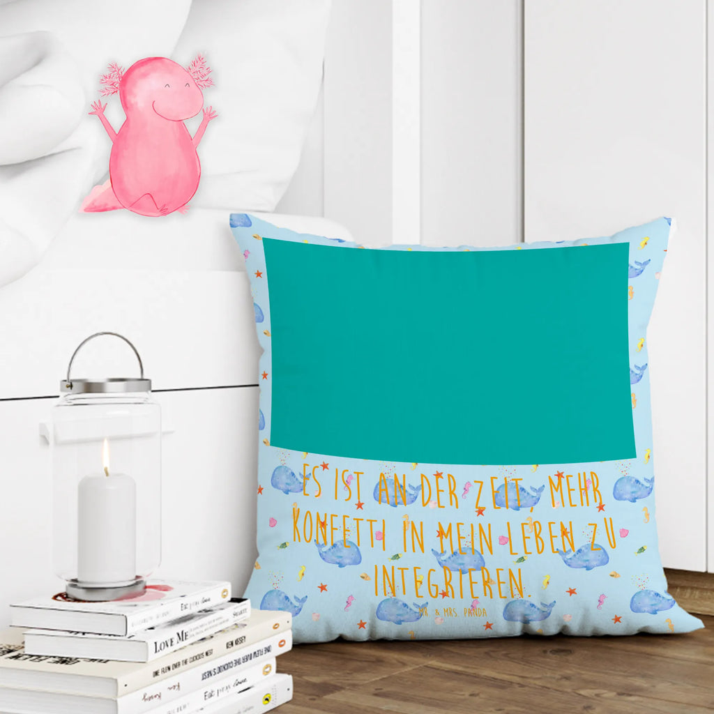 40x40 poduszka wieloryb konfetti Zwierzeta morskie, Morze, Wakacje