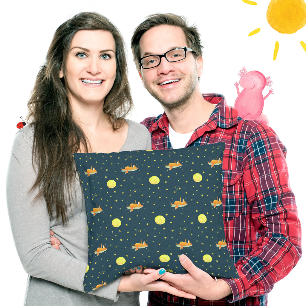 Cushion Fox Stars pillow case, 40x40, 40 x 40, fluffy, bedroom, pillows, Pillow, soft, settee, pad, sofa, bed, couch, cushion, fox, foxes, forest wildlife, clever as a fox, animal lover, Fox, words of consolation, Saying beautiful, Always Look on the Bright Side of Life, Romance, Saying positive