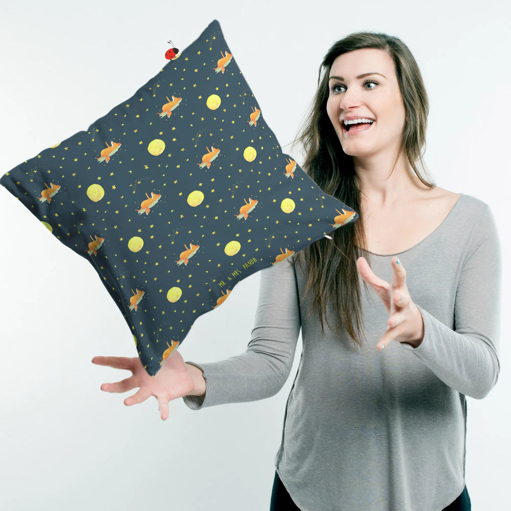 Cushion Fox Stars pillow case, 40x40, 40 x 40, fluffy, bedroom, pillows, Pillow, soft, settee, pad, sofa, bed, couch, cushion, fox, foxes, forest wildlife, clever as a fox, animal lover, Fox, words of consolation, Saying beautiful, Always Look on the Bright Side of Life, Romance, Saying positive