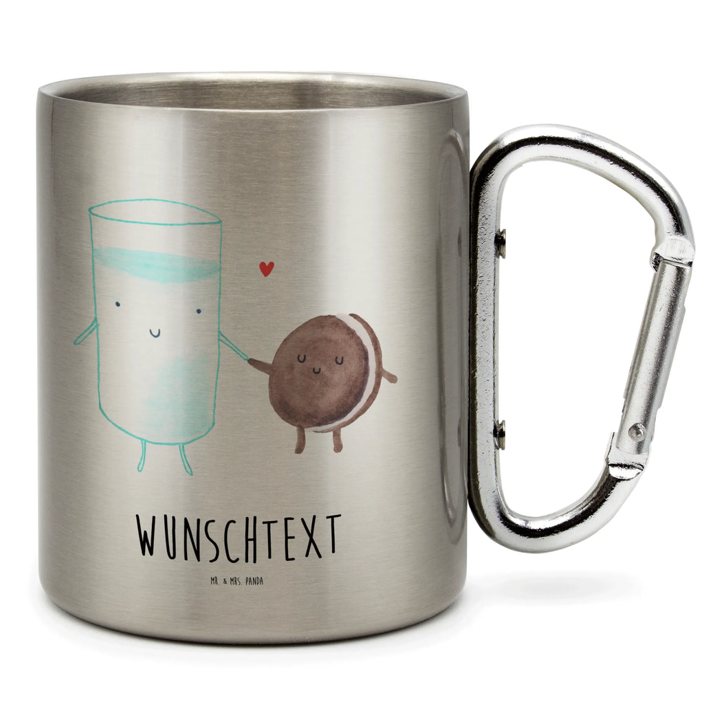 Personalized Stainless Steel Mug milk biscuit small animals, cute, funny, cute animal motives, hand drawn, small world, funny sayings, good mood, happy, gifts, gift ideas, special gifts, animal lover, card, milk, coffee, Milk, cookies, perfect couple, biscuit, cookie, motif sweet, romantic, invitation breakfast