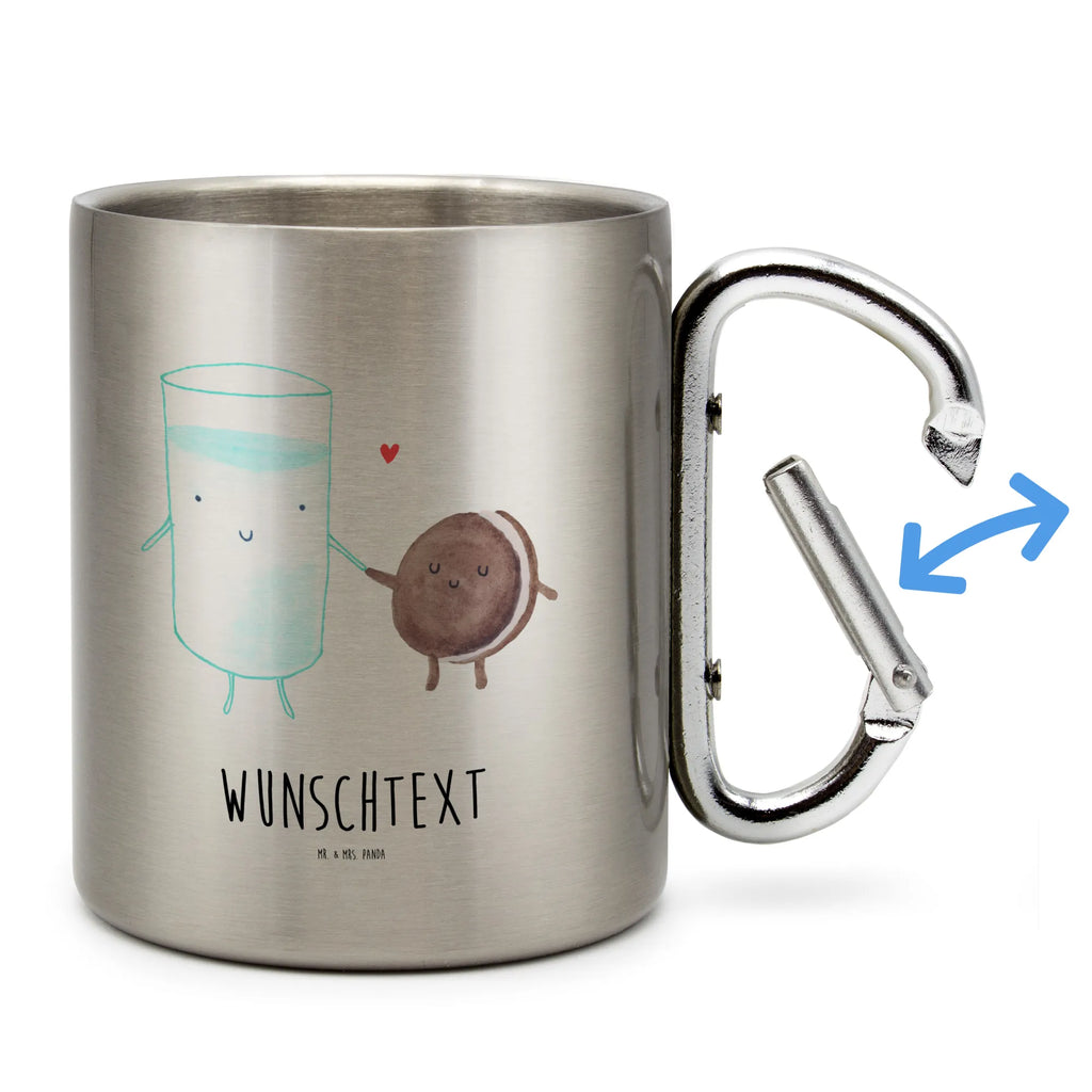 Personalized Stainless Steel Mug milk biscuit small animals, cute, funny, cute animal motives, hand drawn, small world, funny sayings, good mood, happy, gifts, gift ideas, special gifts, animal lover, card, milk, coffee, Milk, cookies, perfect couple, biscuit, cookie, motif sweet, romantic, invitation breakfast