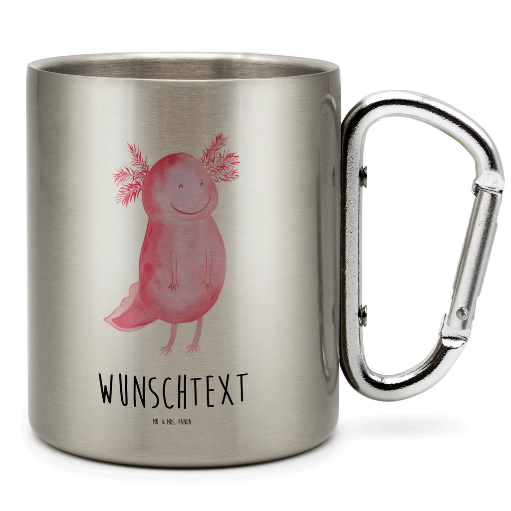 Personalized Stainless Steel Mug axolotl Happy Axolotl, Axelotl, marine animals, Mexican walking fish, salamander, amphibian, motivation, good mood, axolotl, axolot, tail