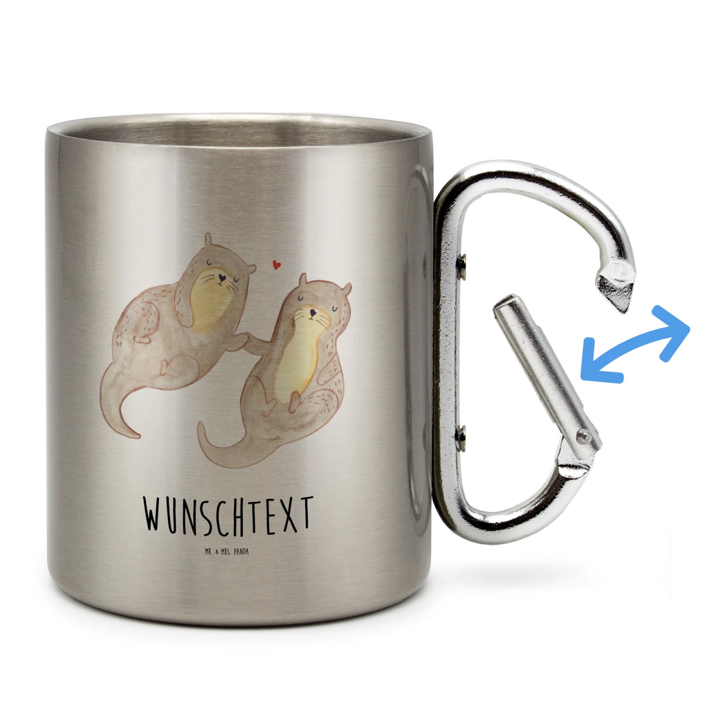 Personalized Stainless Steel Mug otter holding hands otter, marten, sea otter, European otter, water mammal, aquatic animal, baby otter, predator, water, otter gifts, animal lover, gift ideas for animal lovers, animal, mammal, water animal, gifts for people in love, Otter Sea Otter Lake Otter