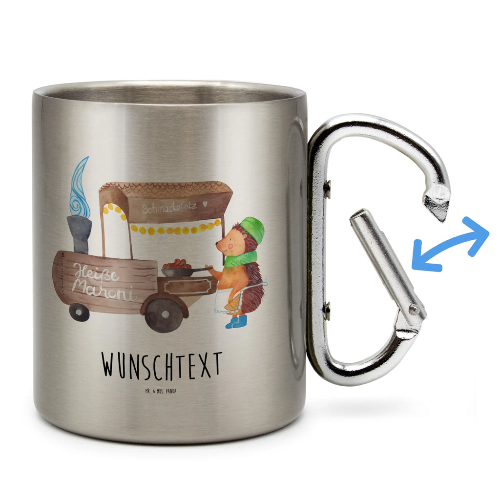 Spersonalizowany kubek ze stali nierdzewnej Jeż kasztany Zima, Boże Narodzenie, dekoracje świąteczne, Mikołaj, Adwent, Wigilia, zimowy motyw