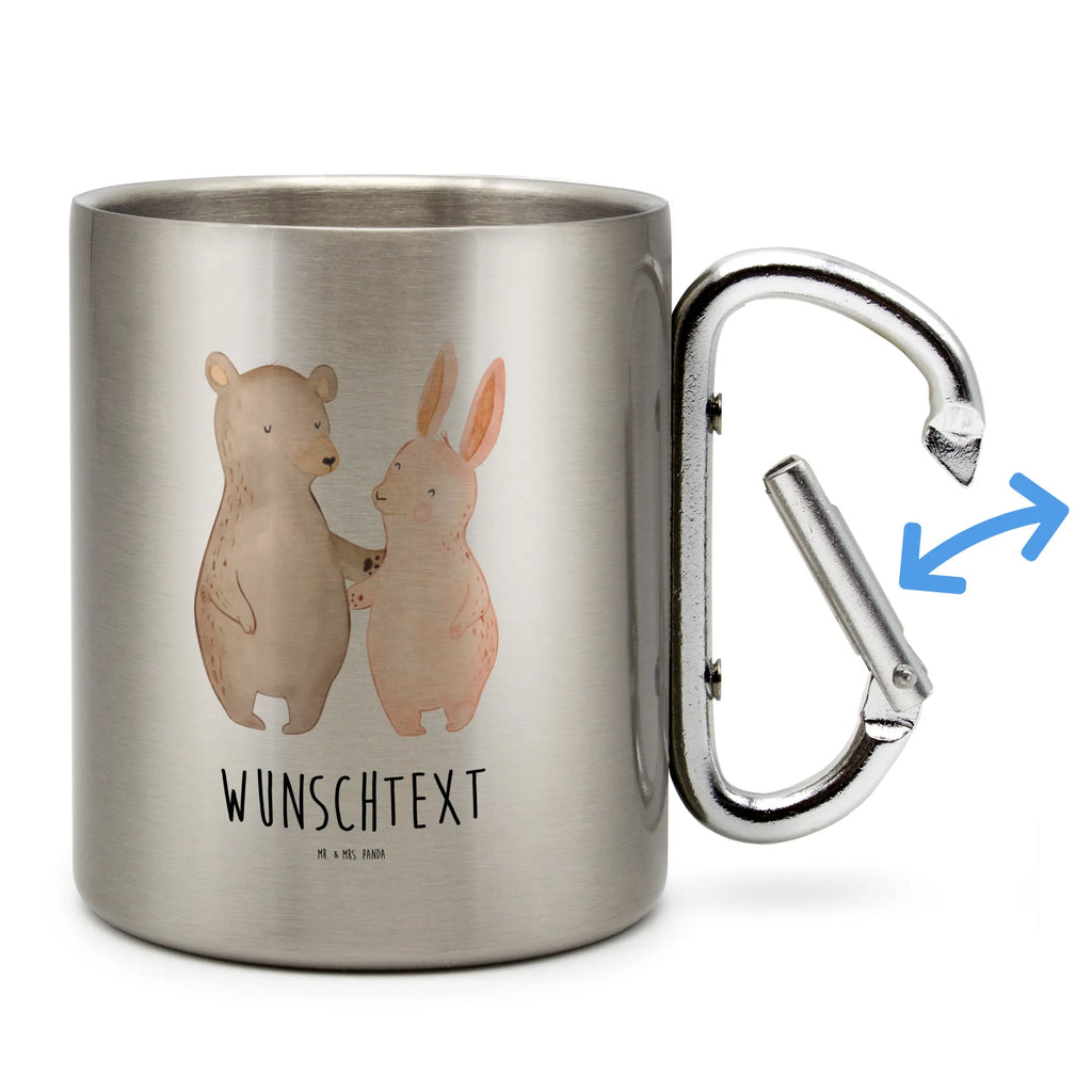 Spersonalizowany kubek ze stali nierdzewnej Niedźwiedź i królik Przytulać Miłość, partner, przyjaciel, przyjaciółka, mąż, żona, wesele, zaręczyny, prośba o rękę, prezent miłosny, rocznica, dzień ślubu