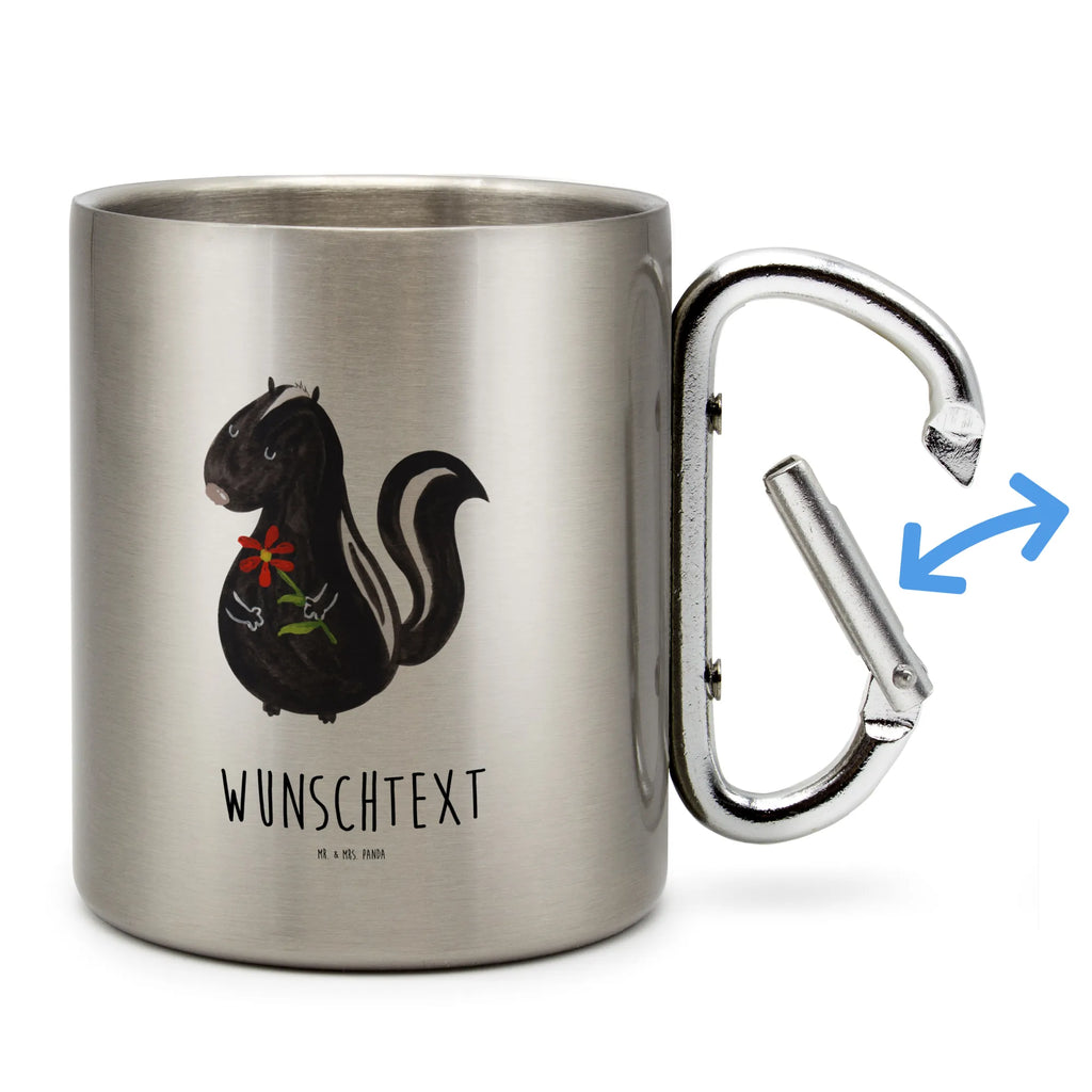 Personalized Stainless Steel Mug skunk flower Skunk, dreamy, predator, wild animal, dreams, stink, stinker, skunk, daydreamer
