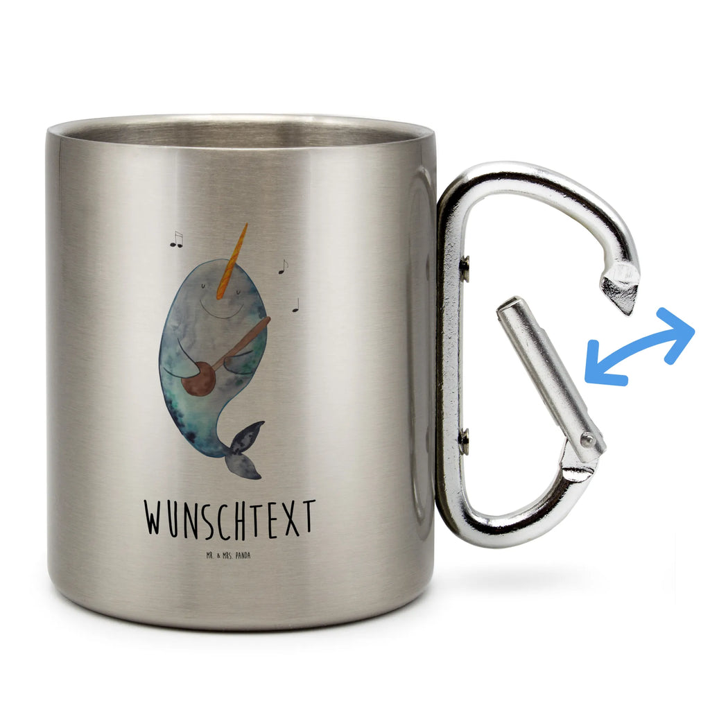 Spersonalizowany kubek ze stali nierdzewnej narwal Gitara Zwierzeta morskie, Morze, Wakacje