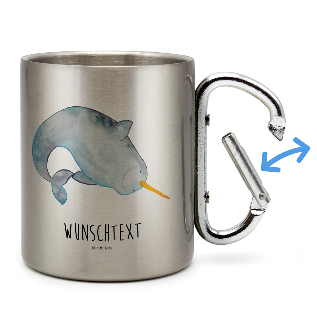 Spersonalizowany kubek ze stali nierdzewnej Narwal Zwierzeta morskie, Morze, Wakacje