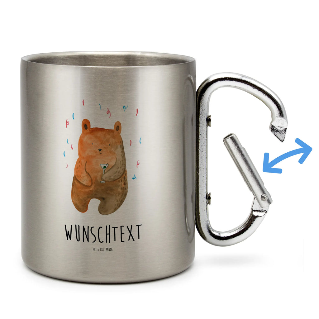 Personalized Stainless Steel Mug bear party bear, teddy, teddy bear, cuddly toy, Party, Birthday present, Partying, Bring a present, Celebrate, Birthday, Good mood, Funny, Present