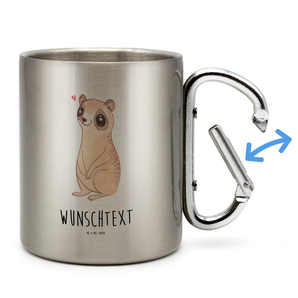 Personalized Stainless Steel Mug Slow loris Happy small animals, cute, funny, cute animal motives, hand drawn, small world, funny sayings, good mood, happy, gifts, gift ideas, special gifts, animal lover, card