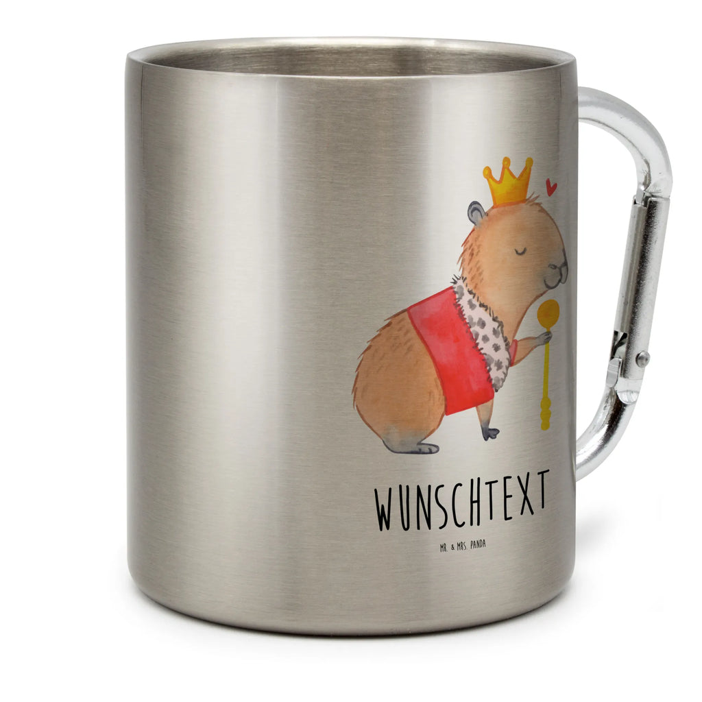Personalized Stainless Steel Mug Capybara King small animals, cute, funny, cute animal motives, hand drawn, small world, funny sayings, good mood, happy, gifts, gift ideas, special gifts, animal lover, card